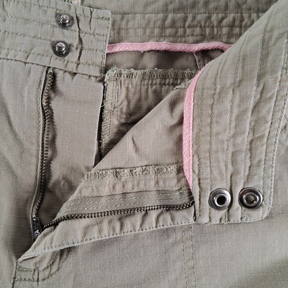 Gander Mountain Capri Cargo Pants Womens 12 Beige 100% Cotton Ripstop Wide Leg - Picture 5 of 15